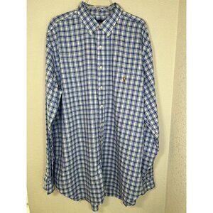 Ralph Lauren Shirt Mens XLT Tall Blue Plaid Button Down Long Sleeve Pony Logo